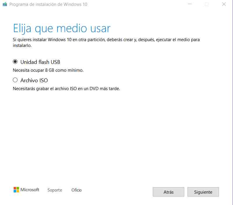 Crear pendrive de instalación de Windows 10