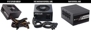 Tipos de fuente de alimentación de pc. Standard. Modular. Semimodular. Comparativas de fuentes de PC